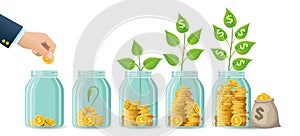 Investing bottles money growing concept