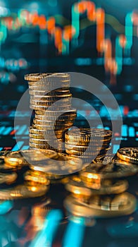 Investing in the Future: Showing the Growth of a Stack of Coins. Generated by AI.