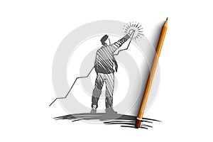 Investing, growth, profit, success concept. Hand drawn isolated vector.