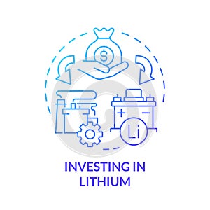 Investing in lithium blue gradient concept icon