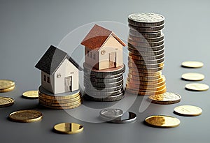 Investing in Real Estate with Miniature Houses on Coins - Generative AI