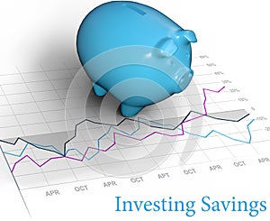 Investing savings piggy bank stock chart