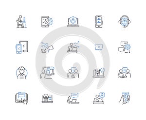 Investment Account line icons collection. Stocks, Bonds, Mutual funds, Portfolio, Diversification, Risk, Returns vector