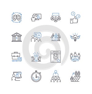 Investment alliance line icons collection. Partnership, Collaboration, Fellowship, Bond, Coalition, Pact, Joint venture