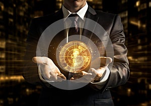 Investment bitcoin banking finance money business technology trade exchange businessman concept digital currency