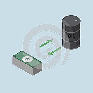 Investment concept changing between oil or keep the money