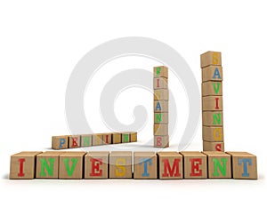 Investment concept - Child's play building blocks