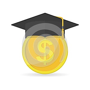 Investment in education icon. Concept of education costs, study cash, tuition fees, tax, pay