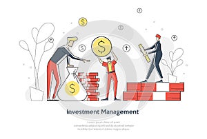 Investment Financial Concept. Business People Increasing Capital and Profits. Wealth and Savings with Characters