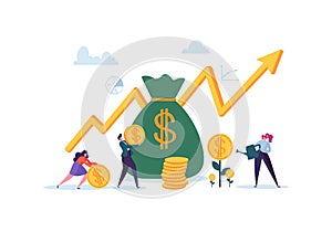 Investment Financial Concept. Business People Increasing Capital and Profits. Wealth and Savings with Characters Money