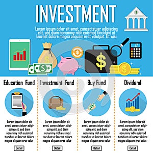 Investment Infographics. investment fund,buy fund ,dividend.Vector illustration
