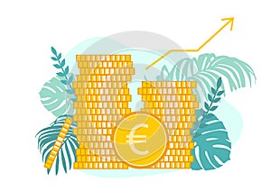 Investment management, growing cash profit concept. vector illustration