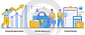 Investment Opportunities, Portfolio Management, Financial Planning Concept with Character. Wealth Management Abstract Vector