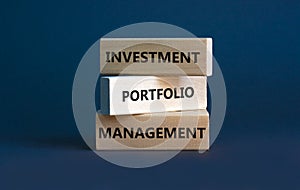 Investment portfolio management symbol. Concept words `Investment portfolio management`. Beautiful grey background. Business,