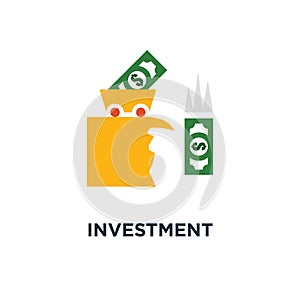 investment precaution icon. money loss concept symbol design, risk assessment, financial debt, fund mismanagement, venture capital photo