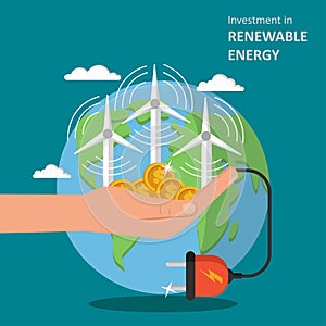 Investment in renewable energy concept vector flat illustration