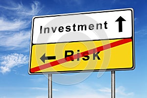 Investment and risk road sign concept