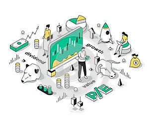 Investment Strategy Isometric Concept