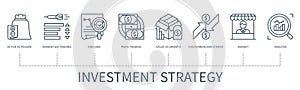 Investment strategy vector infographic in minimal outline style photo