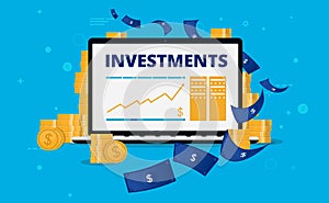 Investments growth on computer screen