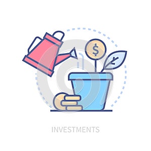 Investments - modern colored line design style icon