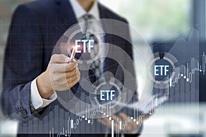 An investor analyzes an ETF on a chart