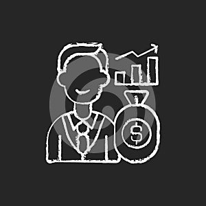 Investor chalk white icon on black background