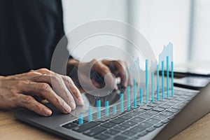 Investor data and information analysis chart for planning in strategy of stock market money or fund. Invest for earning or profit