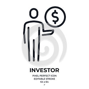 Investor editable stroke outline icon isolated on white background flat vector illustration. Pixel perfect. 64 x 64