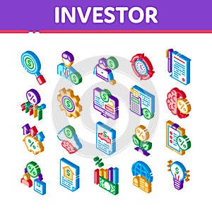 Investor Financial Isometric Icons Set Vector