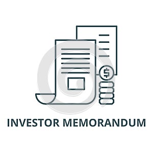 Investor memorandum vector line icon, linear concept, outline sign, symbol