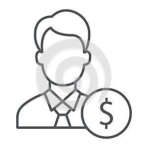 Investor thin line icon, finance and banking