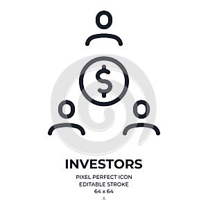 Investors or stakeholders concept editable stroke outline icon isolated on white background flat vector illustration. Pixel