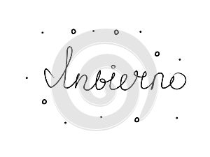 Invierno phrase handwritten with a calligraphy brush. Winter in spanish. Modern brush calligraphy. Isolated word black photo