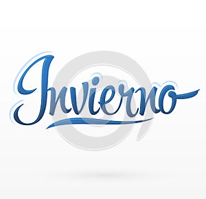 Invierno, Winter spanish text, vector lettering design
