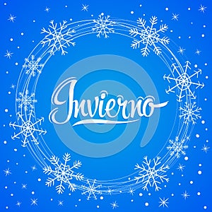 Invierno, Winter spanish text, vector lettering design photo