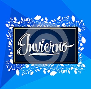 Invierno, Winter spanish text, vector lettering design photo