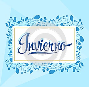 Invierno, Winter spanish text, vector lettering design photo