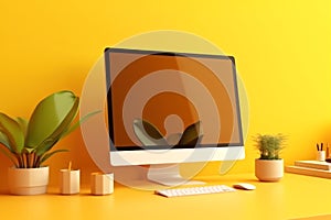 Invigorate your workspace with this vibrant desktop setup featuring a sleek computer