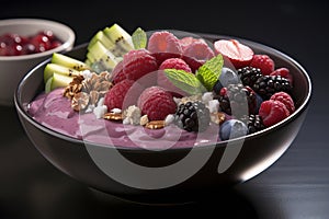 Invigorating Acai Bowl image with vibrant colors, nutritious ingredients, and delicious toppings