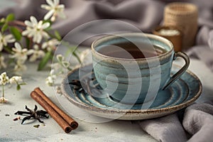 Invigorating Aromatic licorice tea cup. Generate Ai