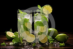 Invigorating Fresh mojito green drink. Generate Ai