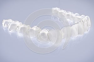 Invisible aligner, braces with white teeth- 3D Rendering