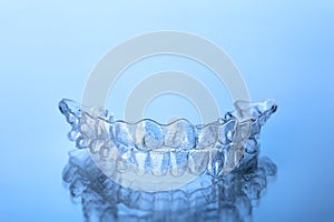 Invisible dental teeth bracket tooth aligners. Invisalign braces. Invisible aligner - Orthodontic temporary removable