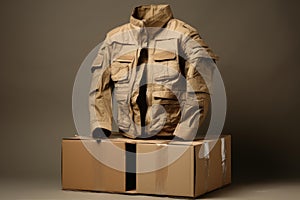 Invisible man concept with floating jacket and box