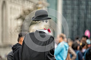 Invisible man in town street