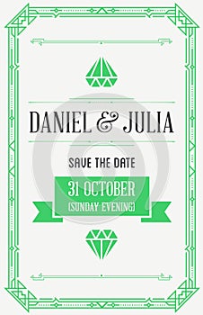 Invitation in Art Deco or Nouveau Epoch Style Vector