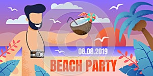 Invitation Banner on Open Air Tropical Beach Party