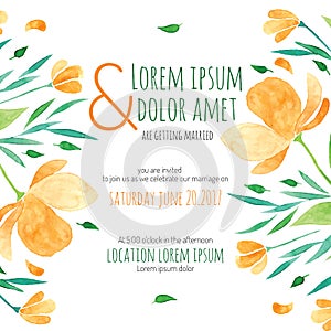 Una invitación boda tarjeta naranja flor 