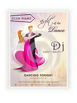 Invitation card design for dance party.